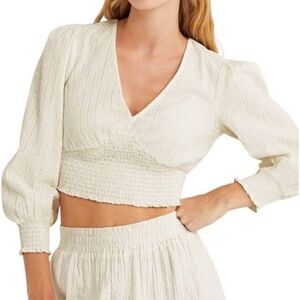 Boden Lurex Smocked Cropped Top - Size 6